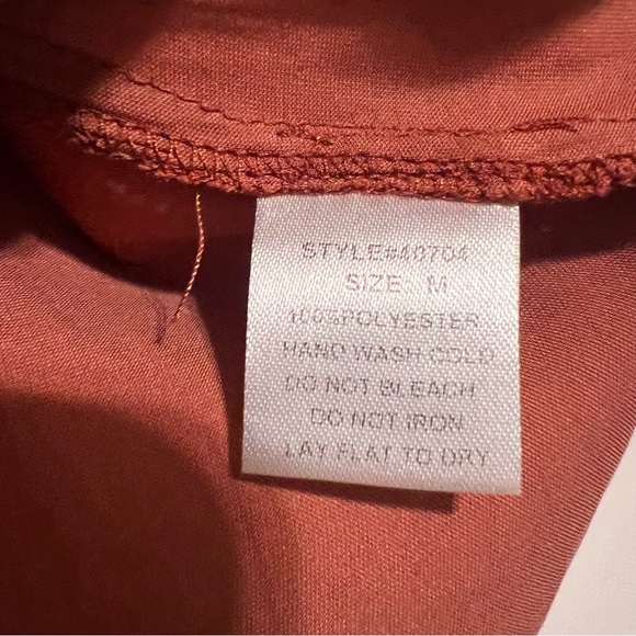 Elegant V-Neck Ruffle Sleeve Top in Rust - Picture 4 of 8